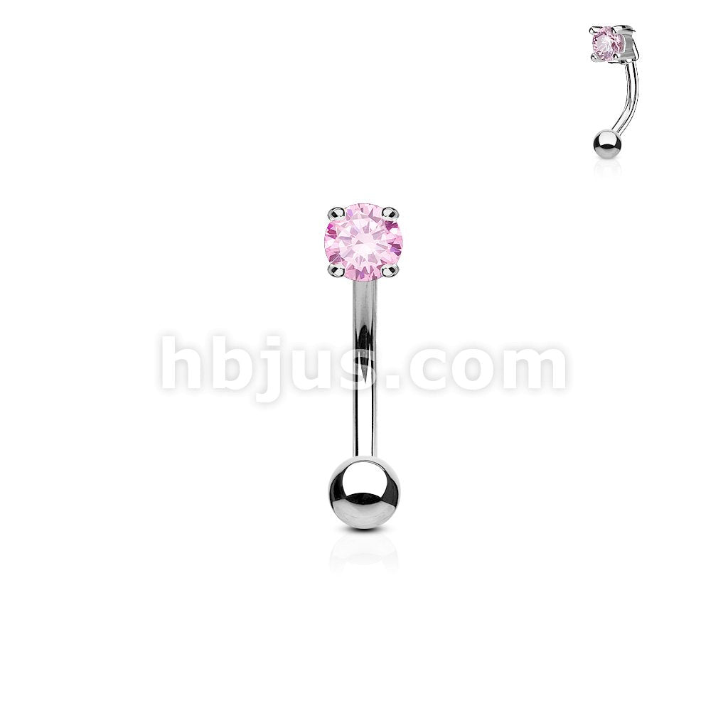 316L Surgical Steel 3mm CZ Prong Set 316L Surgical Steel Eyebrow Rings/... - Image 5
