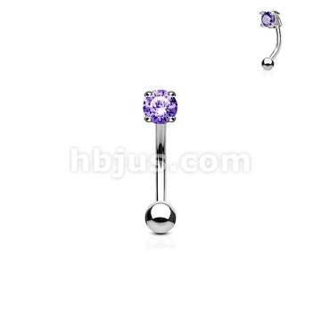 316L Surgical Steel 3mm CZ Prong Set 316L Surgical Steel Eyebrow Rings/... - Image 9
