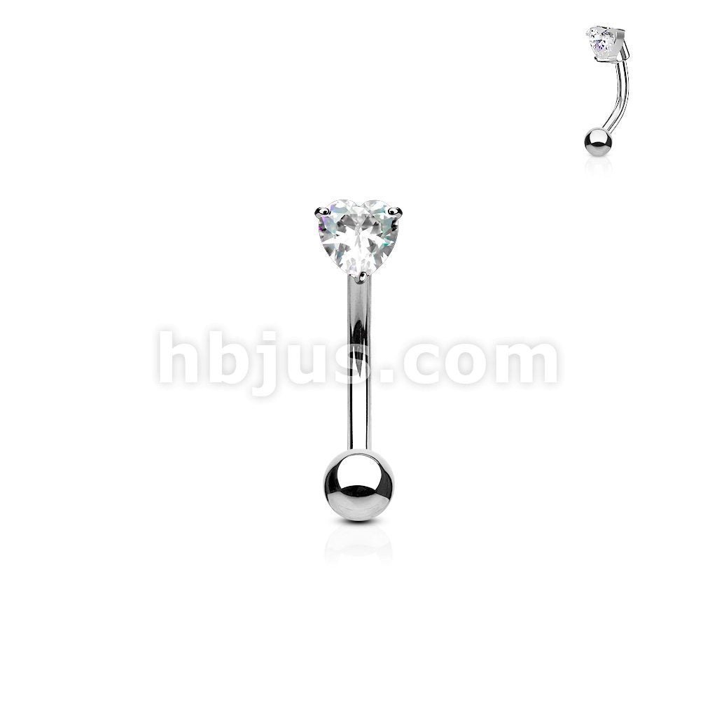 316L Surgical Steel 3mm Heart CZ Prong Set Top316L Surgical Steel... - Image 2