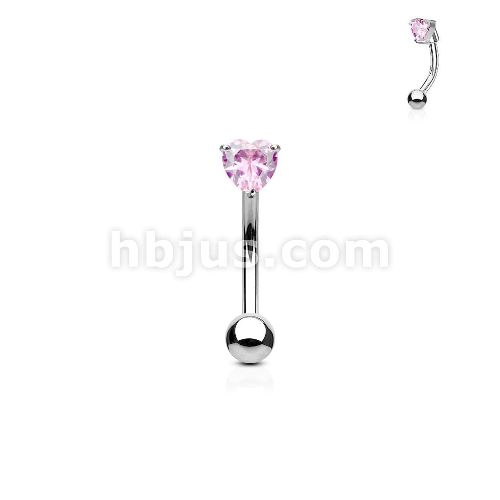 316L Surgical Steel 3mm Heart CZ Prong Set Top316L Surgical Steel... - Image 4