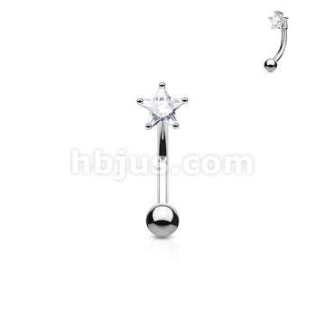 316L Surgical Steel 3mm Star CZ Prong Set Top 316L Surgical Steel... - Image 2