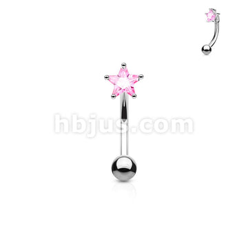 316L Surgical Steel 3mm Star CZ Prong Set Top 316L Surgical Steel... - Image 4