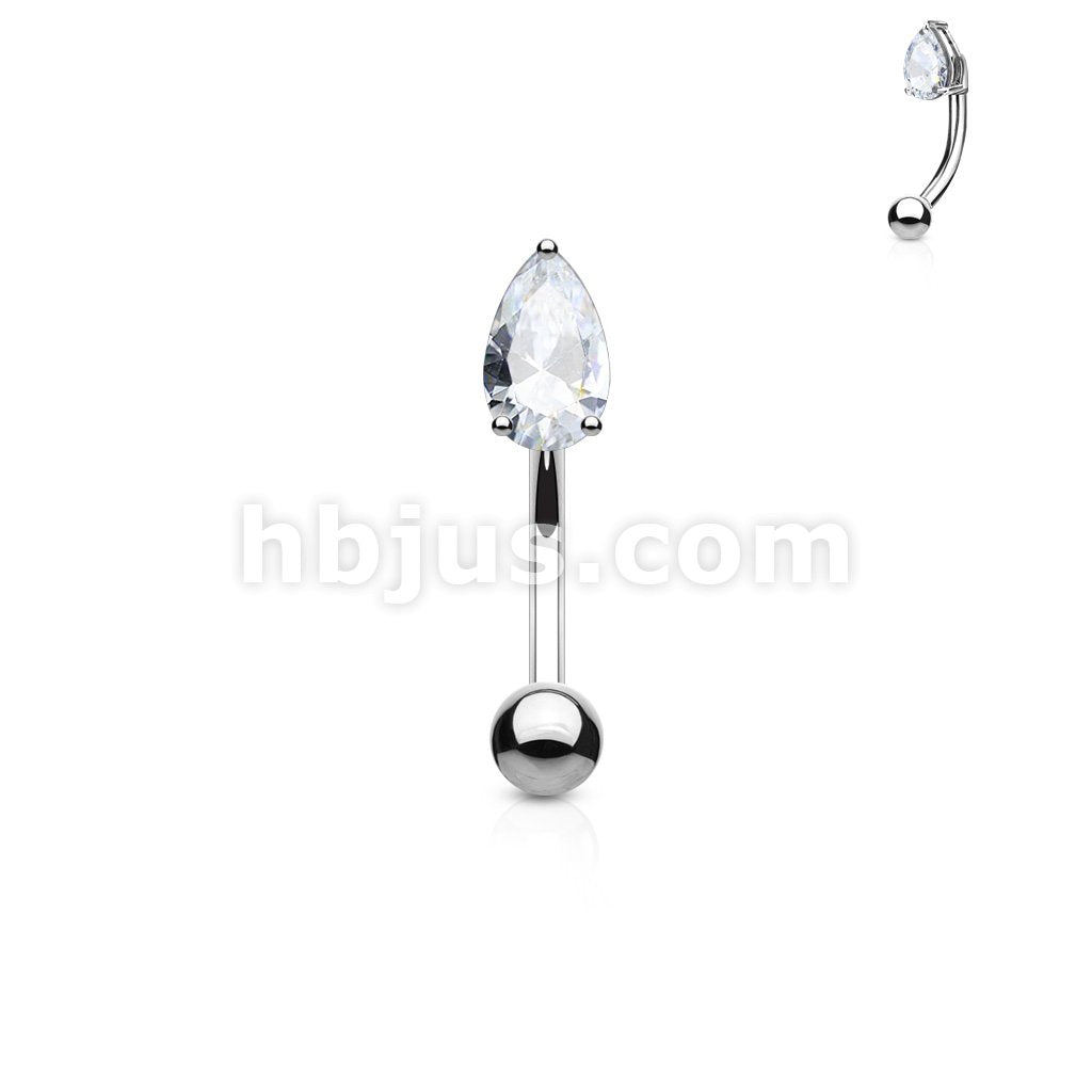 316L Surgical Steel 3mm Tear Drop CZ Prong Set Top 316L Surgical Steel... - Image 2