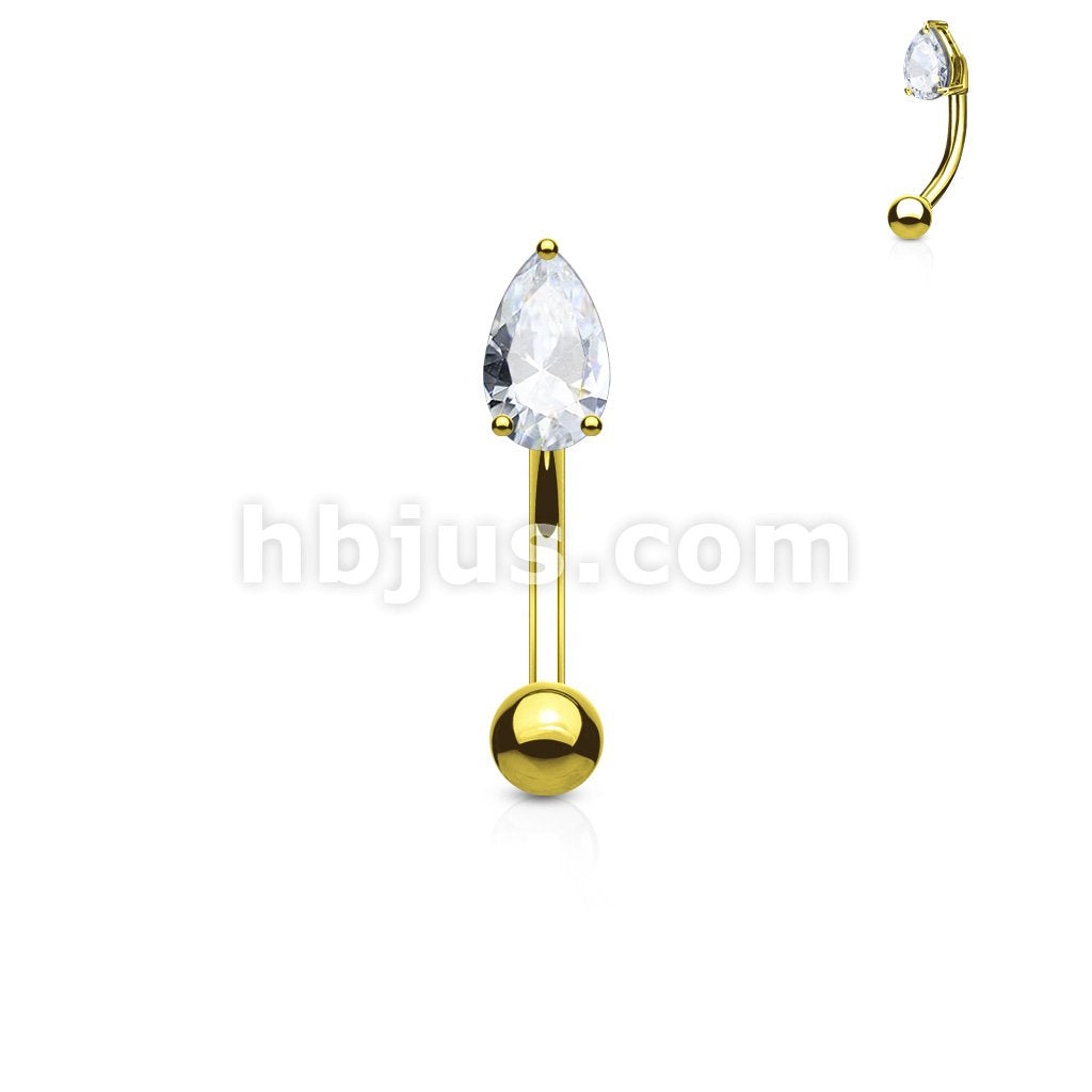 316L Surgical Steel 3mm Tear Drop CZ Prong Set Top 316L Surgical Steel... - Image 3