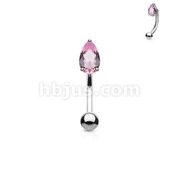316L Surgical Steel 3mm Tear Drop CZ Prong Set Top 316L Surgical Steel... - Image 4