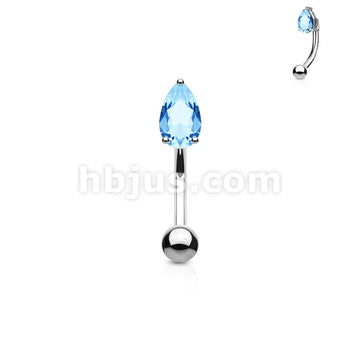 316L Surgical Steel 3mm Tear Drop CZ Prong Set Top 316L Surgical Steel... - Image 5
