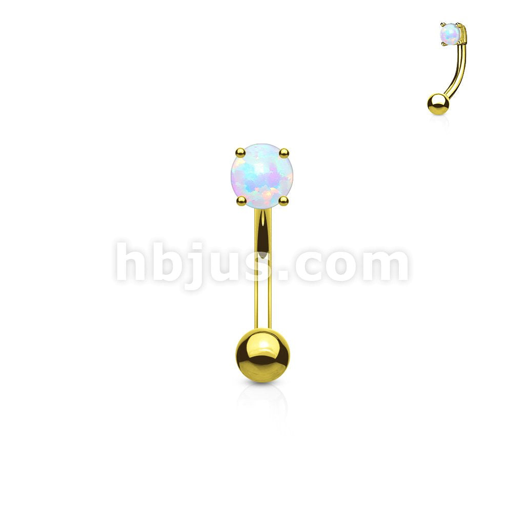 316L Surgical Steel 3mm Opal Prong Set Top 316L Surgical Steel Eyebrow... - Image 2