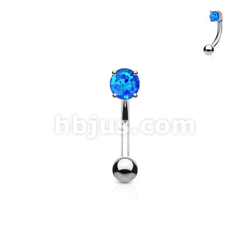 316L Surgical Steel 3mm Opal Prong Set Top 316L Surgical Steel Eyebrow... - Image 3