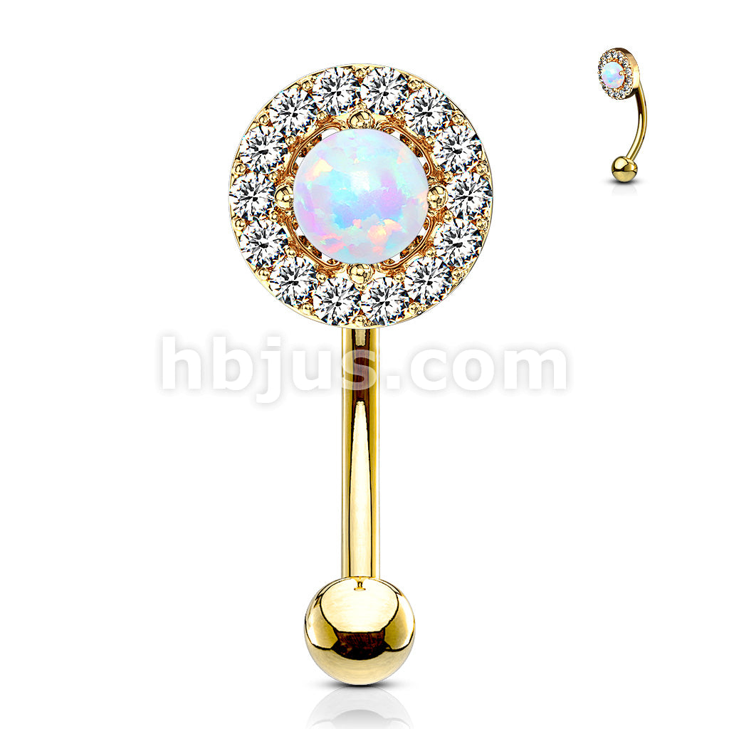 316L Surgical Steel 316L Surgical Steel Prong Set Opal Center With CZ... - Image 6