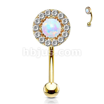 316L Surgical Steel 316L Surgical Steel Prong Set Opal Center With CZ... - Image 6