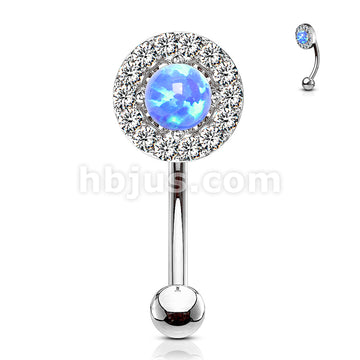316L Surgical Steel 316L Surgical Steel Prong Set Opal Center With CZ... - Image 3