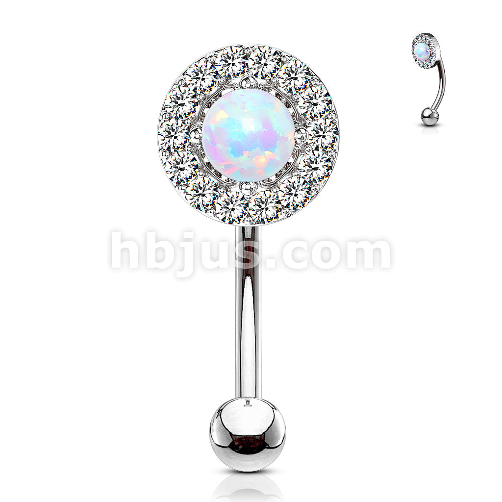 316L Surgical Steel 316L Surgical Steel Prong Set Opal Center With CZ... - Image 4