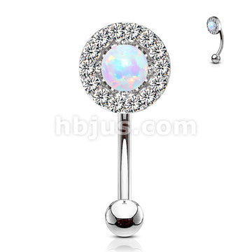 316L Surgical Steel 316L Surgical Steel Prong Set Opal Center With CZ... - Image 4