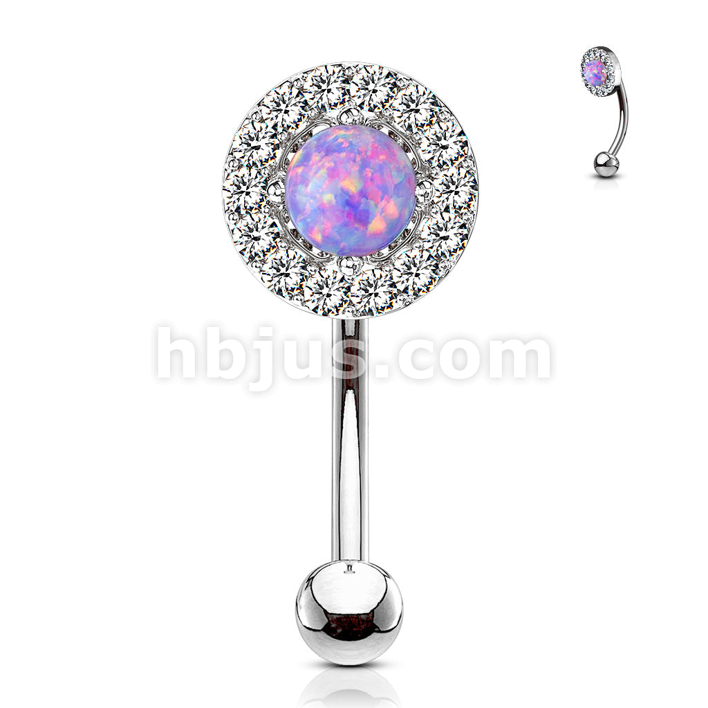 316L Surgical Steel 316L Surgical Steel Prong Set Opal Center With CZ... - Image 5