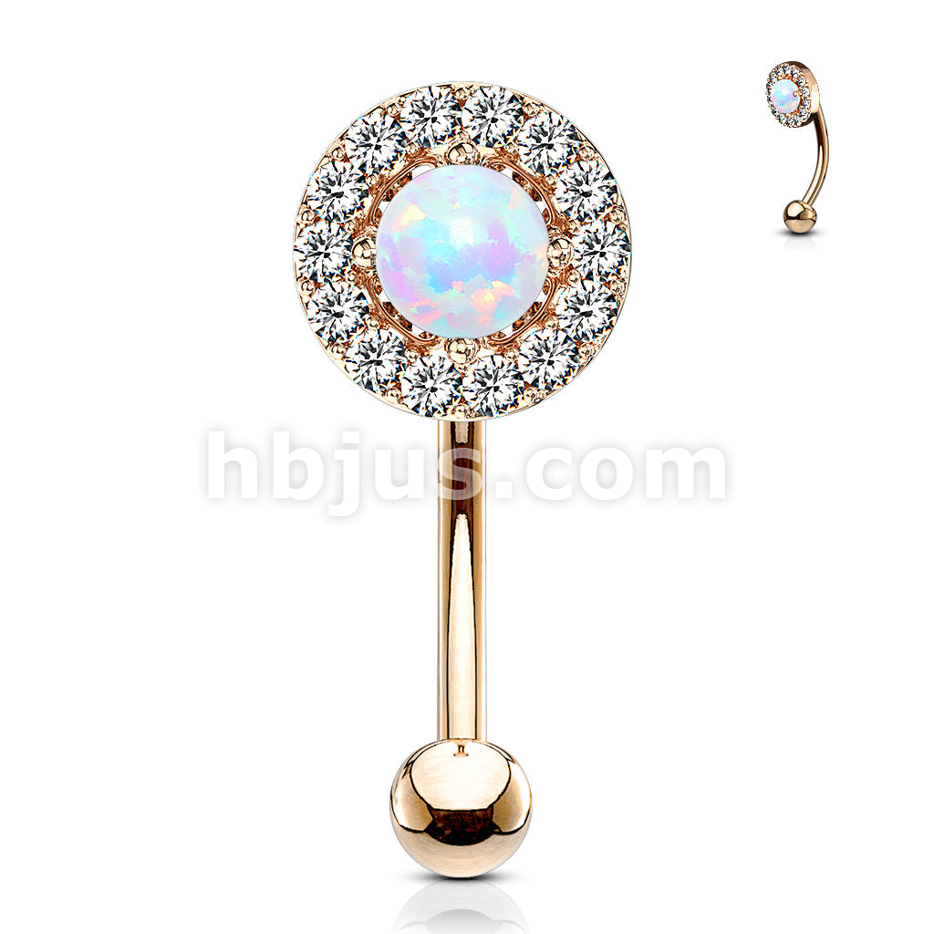 316L Surgical Steel 316L Surgical Steel Prong Set Opal Center With CZ... - Image 7
