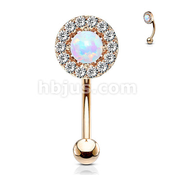 316L Surgical Steel 316L Surgical Steel Prong Set Opal Center With CZ... - Image 7