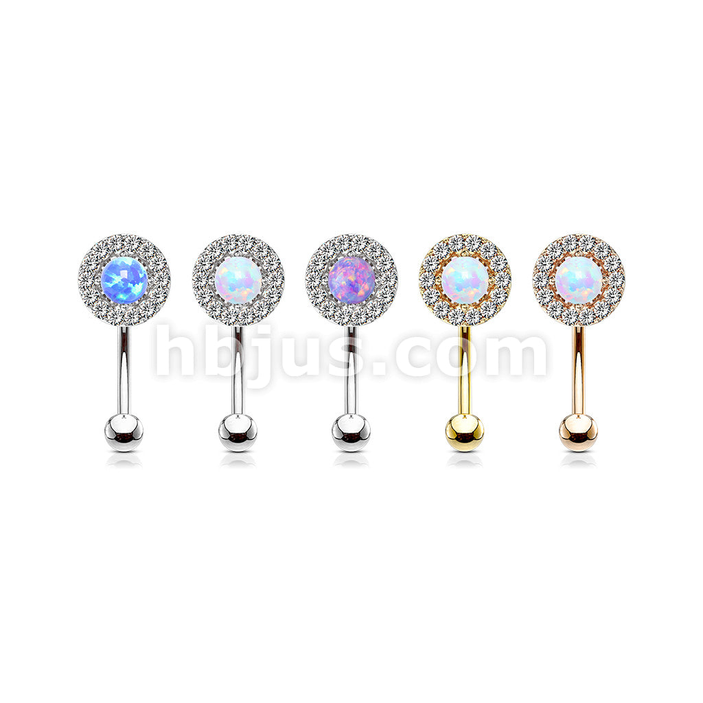 316L Surgical Steel 316L Surgical Steel Prong Set Opal Center With CZ... - Image 9