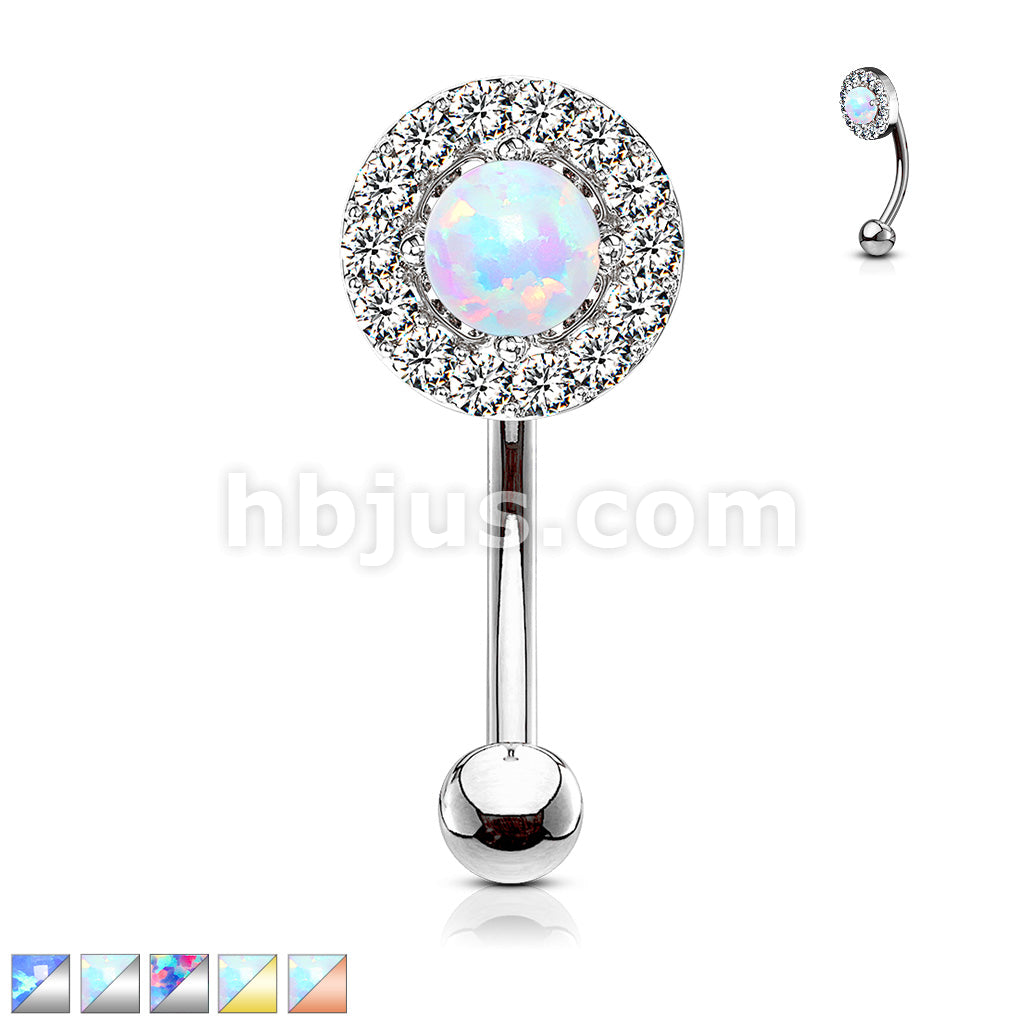 316L Surgical Steel 316L Surgical Steel Prong Set Opal Center With CZ... - Image 2