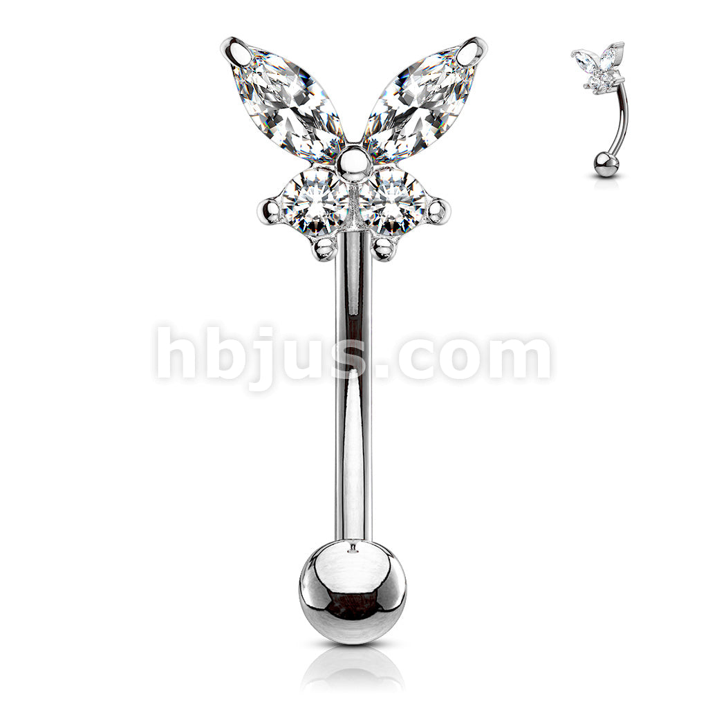 316L Surgical Steel 316L Surgical Steel Butterfly CZ Prong Set Top... - Image 3
