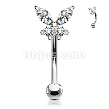 316L Surgical Steel 316L Surgical Steel Butterfly CZ Prong Set Top... - Image 3