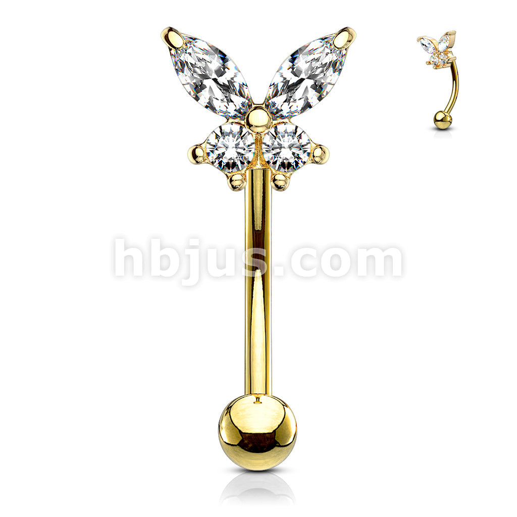 316L Surgical Steel 316L Surgical Steel Butterfly CZ Prong Set Top... - Image 4