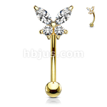 316L Surgical Steel 316L Surgical Steel Butterfly CZ Prong Set Top... - Image 4