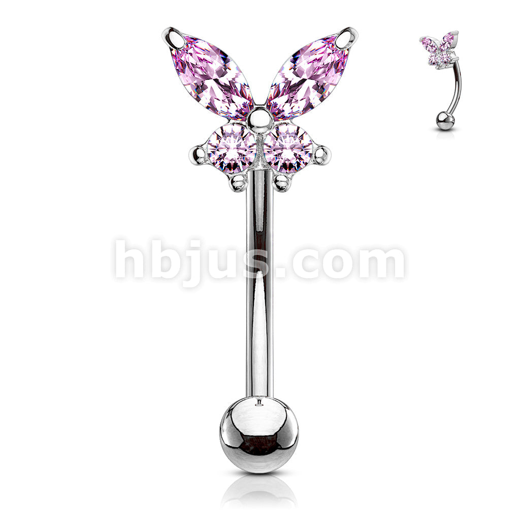 316L Surgical Steel 316L Surgical Steel Butterfly CZ Prong Set Top... - Image 5