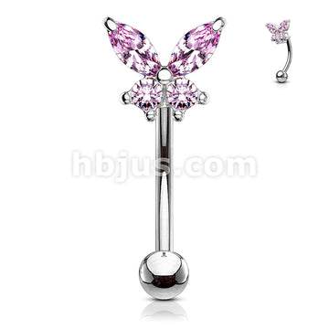 316L Surgical Steel 316L Surgical Steel Butterfly CZ Prong Set Top... - Image 5