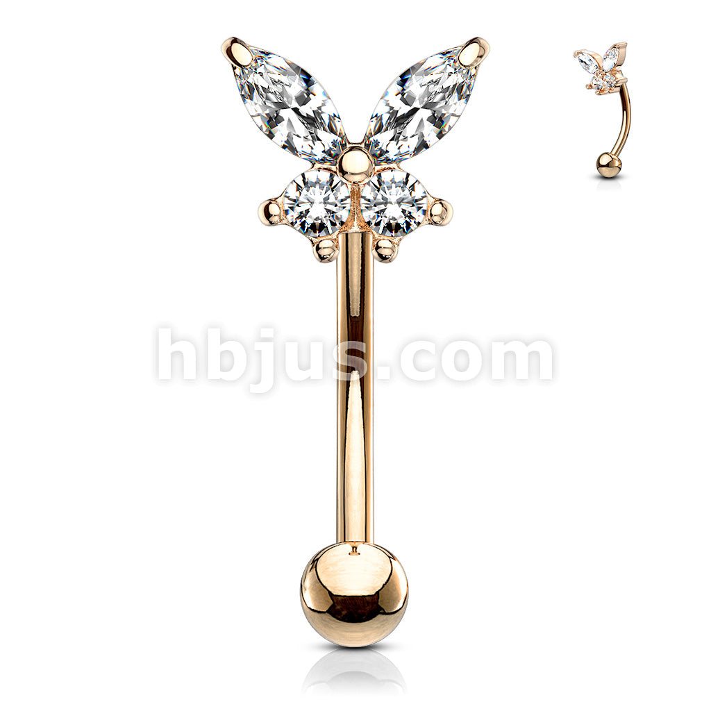 316L Surgical Steel 316L Surgical Steel Butterfly CZ Prong Set Top... - Image 7