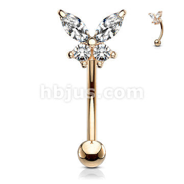 316L Surgical Steel 316L Surgical Steel Butterfly CZ Prong Set Top... - Image 7