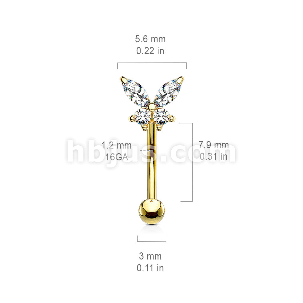 316L Surgical Steel 316L Surgical Steel Butterfly CZ Prong Set Top... - Image 8