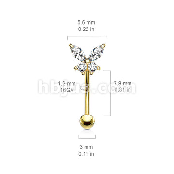 316L Surgical Steel 316L Surgical Steel Butterfly CZ Prong Set Top... - Image 8