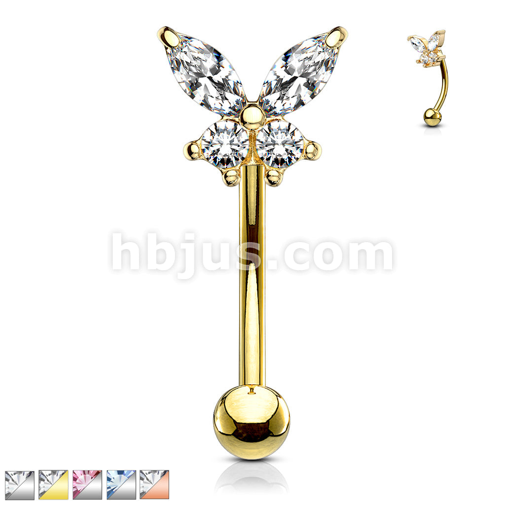 316L Surgical Steel 316L Surgical Steel Butterfly CZ Prong Set Top... - Image 2