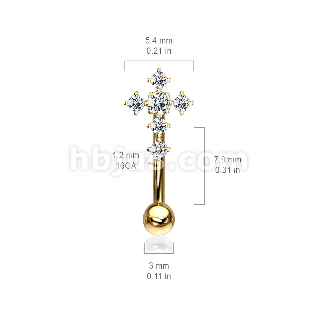 316L Surgical Steel 316L Surgical Steel CZ Paved Cross Top Eyebrow... - Image 6
