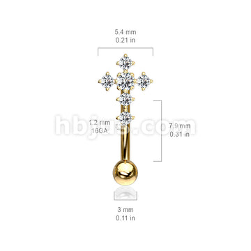 316L Surgical Steel 316L Surgical Steel CZ Paved Cross Top Eyebrow... - Image 6