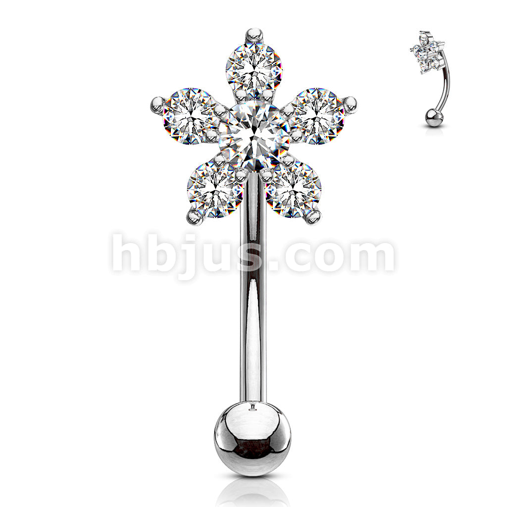 316L Surgical Steel 316L Surgical Steel Double Tiered 6 CZ Flower... - Image 3