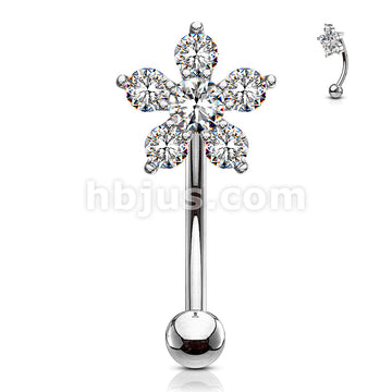 316L Surgical Steel 316L Surgical Steel Double Tiered 6 CZ Flower... - Image 3