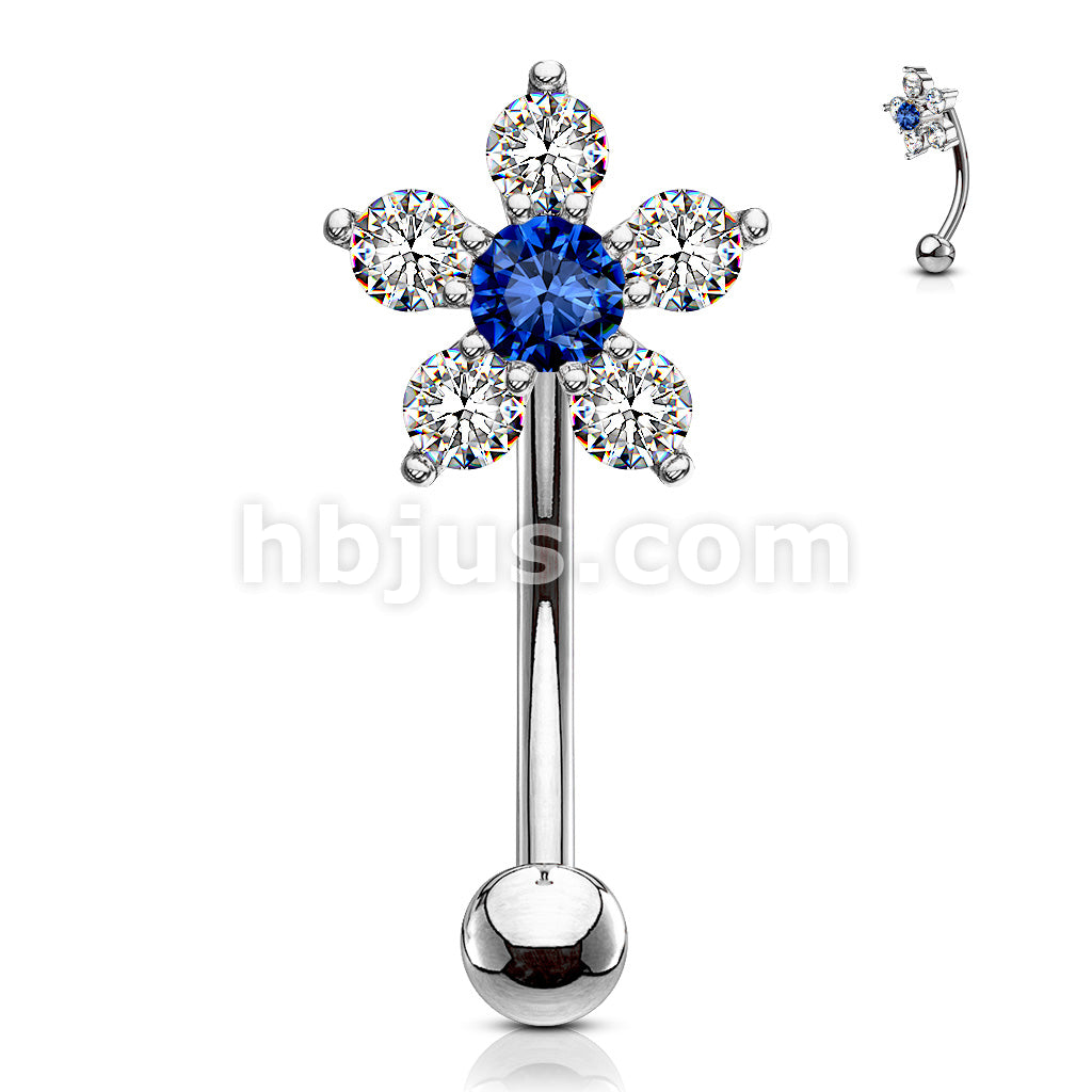 316L Surgical Steel 316L Surgical Steel Double Tiered 6 CZ Flower... - Image 5