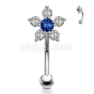 316L Surgical Steel 316L Surgical Steel Double Tiered 6 CZ Flower... - Image 5