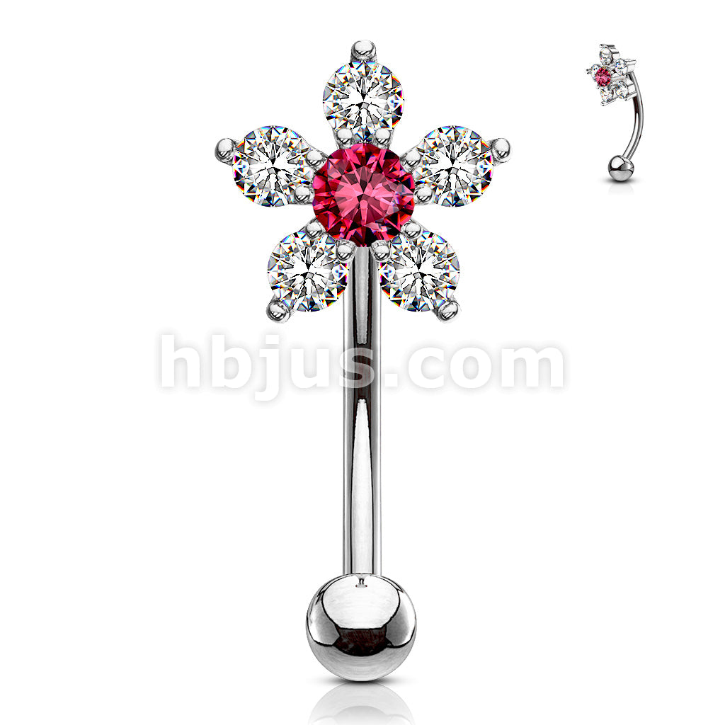316L Surgical Steel 316L Surgical Steel Double Tiered 6 CZ Flower... - Image 6