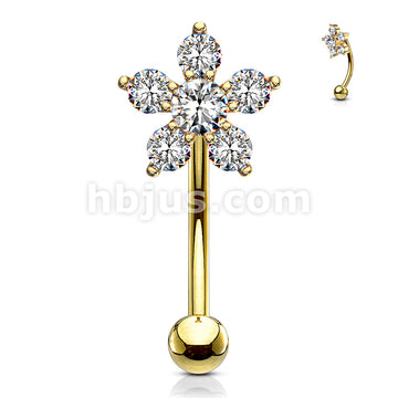 316L Surgical Steel 316L Surgical Steel Double Tiered 6 CZ Flower... - Image 7