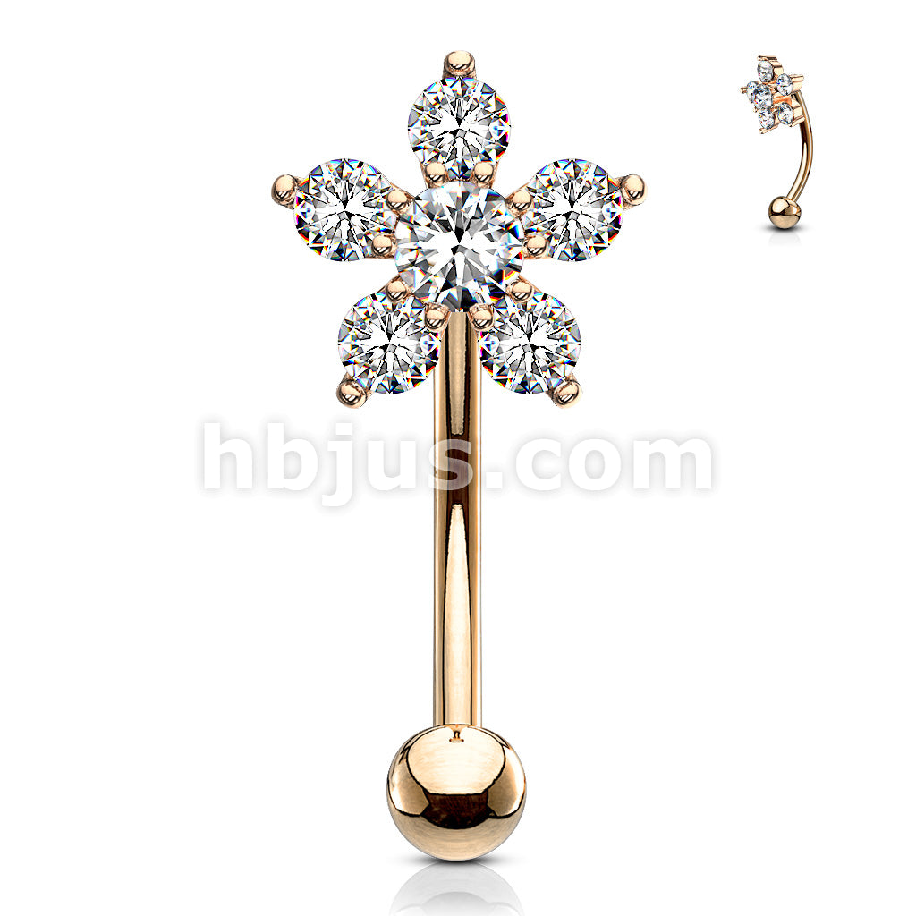 316L Surgical Steel 316L Surgical Steel Double Tiered 6 CZ Flower... - Image 8