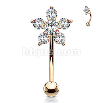 316L Surgical Steel 316L Surgical Steel Double Tiered 6 CZ Flower... - Image 8