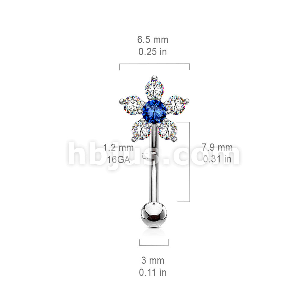316L Surgical Steel 316L Surgical Steel Double Tiered 6 CZ Flower... - Image 9