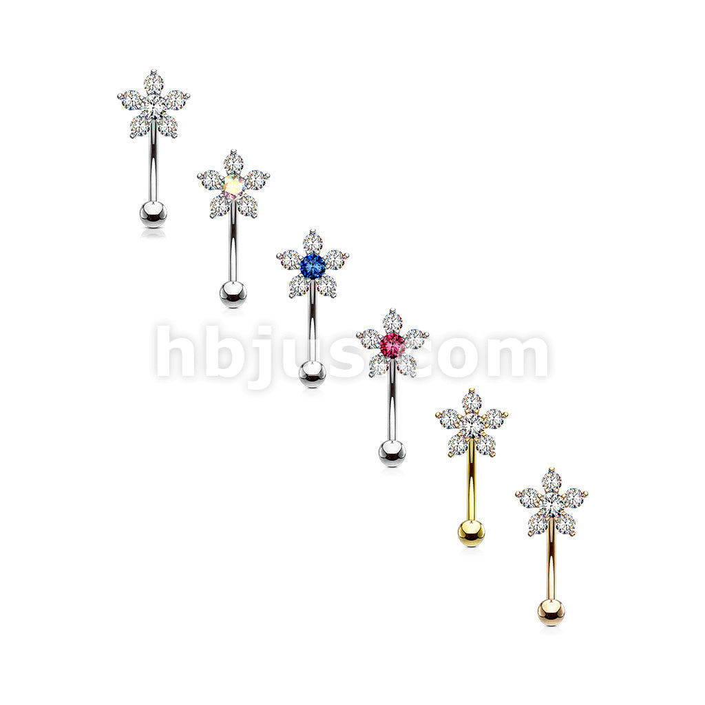 316L Surgical Steel 316L Surgical Steel Double Tiered 6 CZ Flower... - Image 10