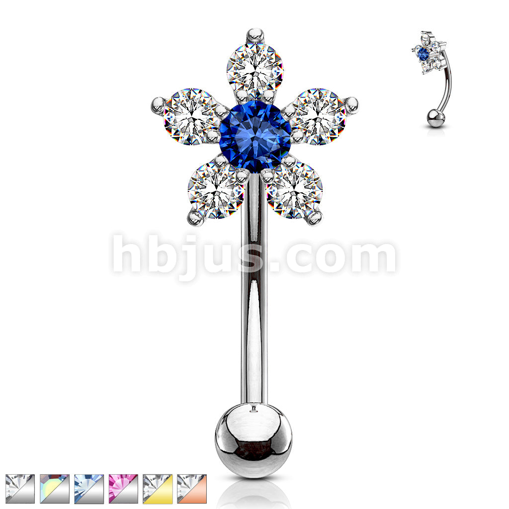 316L Surgical Steel 316L Surgical Steel Double Tiered 6 CZ Flower... - Image 2