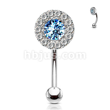 316L Surgical Steel Prong Set Round CZ Center With CZ Paved Surrounding... - Image 5