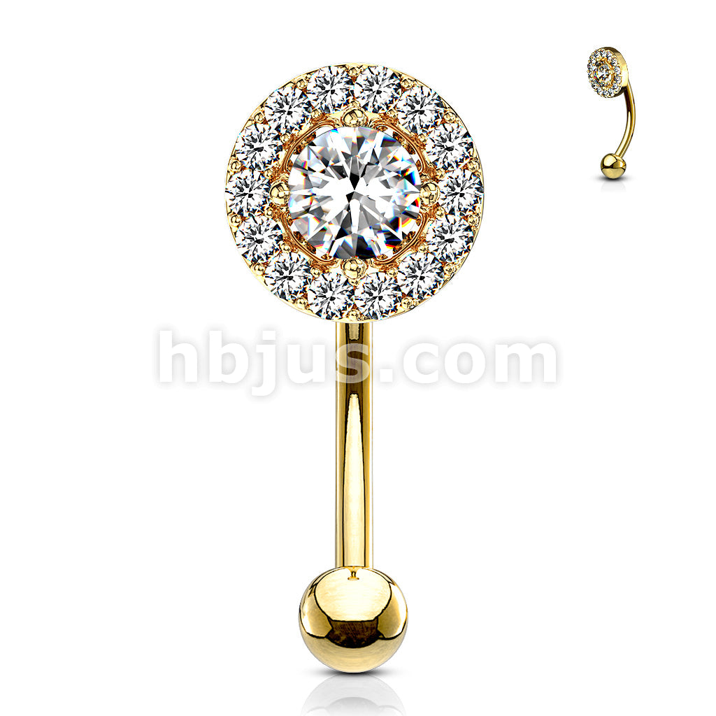 316L Surgical Steel Prong Set Round CZ Center With CZ Paved Surrounding... - Image 6