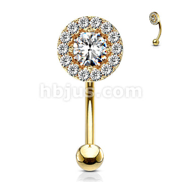 316L Surgical Steel Prong Set Round CZ Center With CZ Paved Surrounding... - Image 6