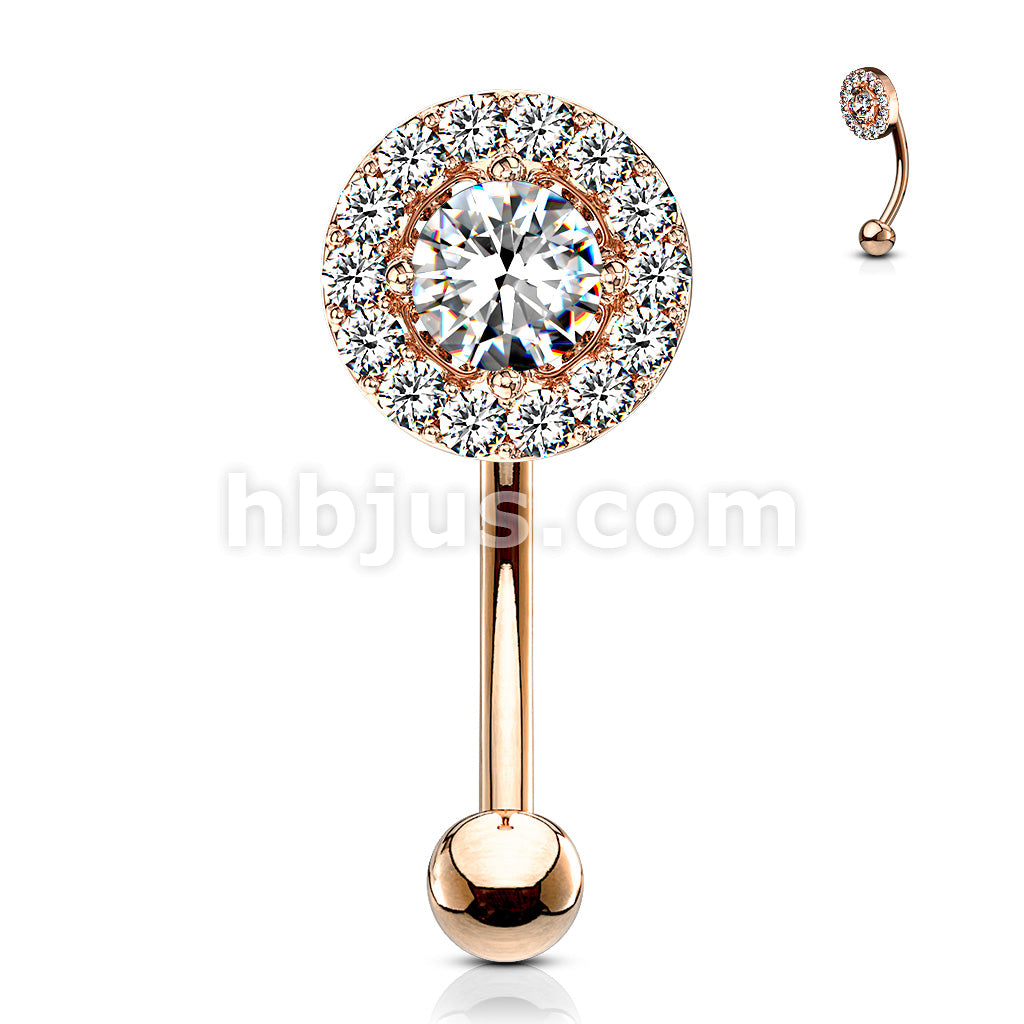 316L Surgical Steel Prong Set Round CZ Center With CZ Paved Surrounding... - Image 7